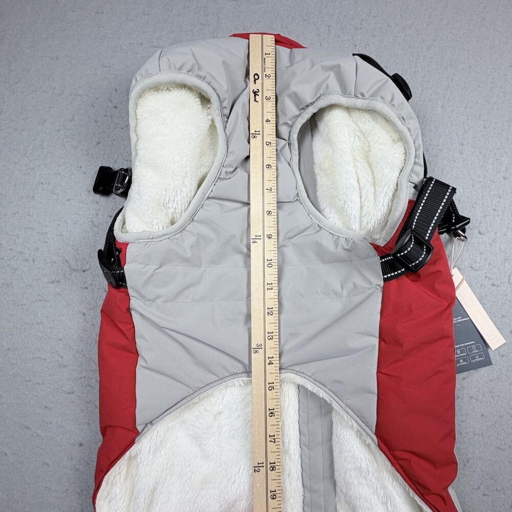 IECOII Extra Warm Reflective Dog Coat Waterproof Fleece Lined Red Gray NWT - Picture 2 of 9